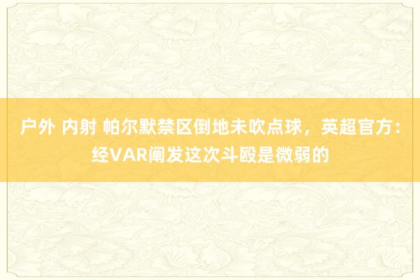 户外 内射 帕尔默禁区倒地未吹点球，英超官方：经VAR阐发这次斗殴是微弱的