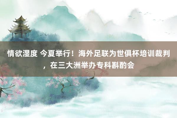 情欲湿度 今夏举行！海外足联为世俱杯培训裁判，在三大洲举办专科斟酌会
